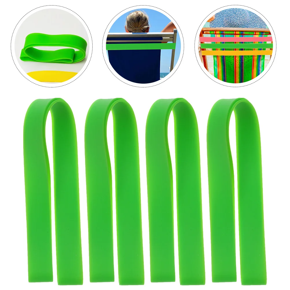 

4Pcs Stretchable Towel Fixing Bands Silicone for Beach Chairs Cruise Ship Essentials Windproof Towel Holders Reusable