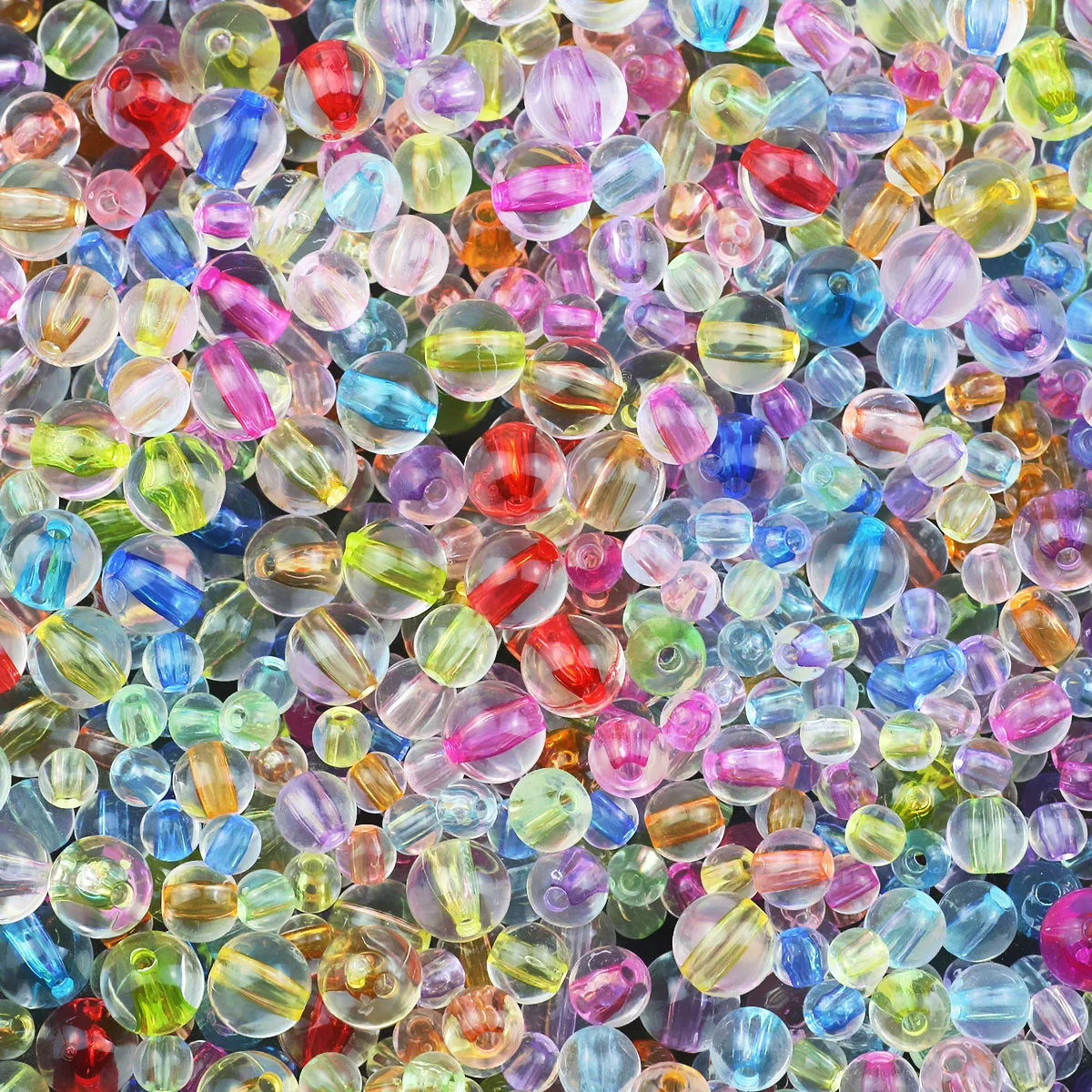 45-195Pcs 6mm Acrylic Sandwich Inner Color Round Beads Spacer Loose Beads For Jewelry Making DIY Bracelets Necklace Accessories