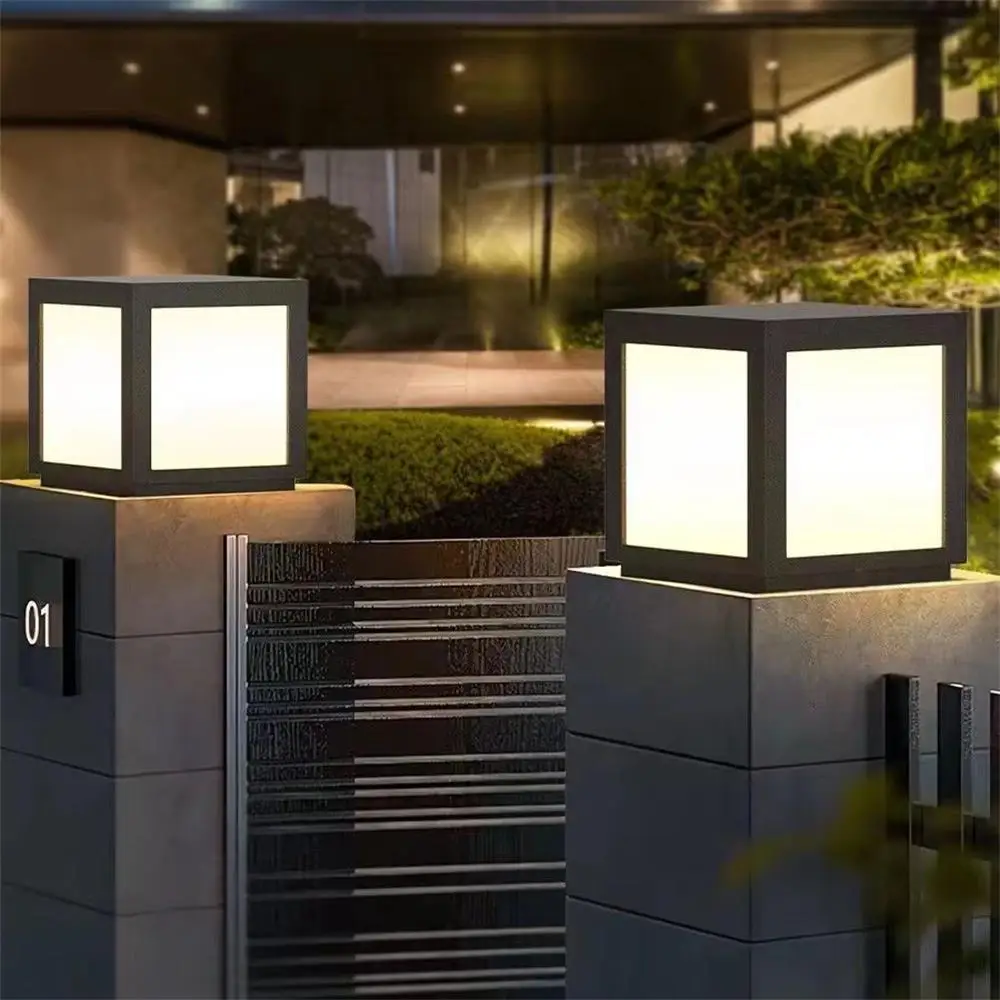 Temporizado led solar ao ar livre luz pilar luzes solares à prova dwaterproof água grosso jardim caminho estacionamento quintal decoração ao ar