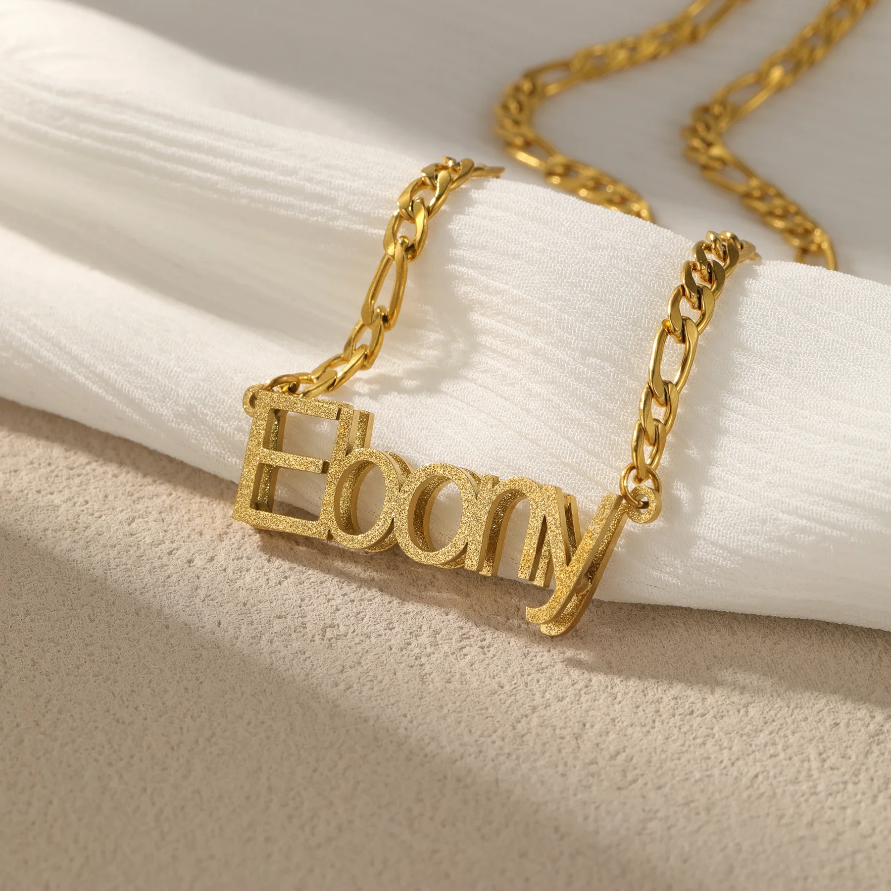 

18K Gold Plated Name Pendant Custom Frosted Nameplate Necklace Double Layer Luxury Jewelry Frosted Personalized Choker for Men