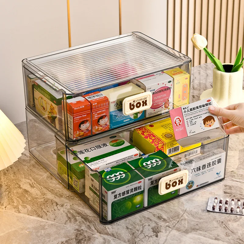 Home Medicine Storage Box Drawer Type Medicine Multifunctional Storage Cabinet Home Storage Rack Large Capacity Storage Box