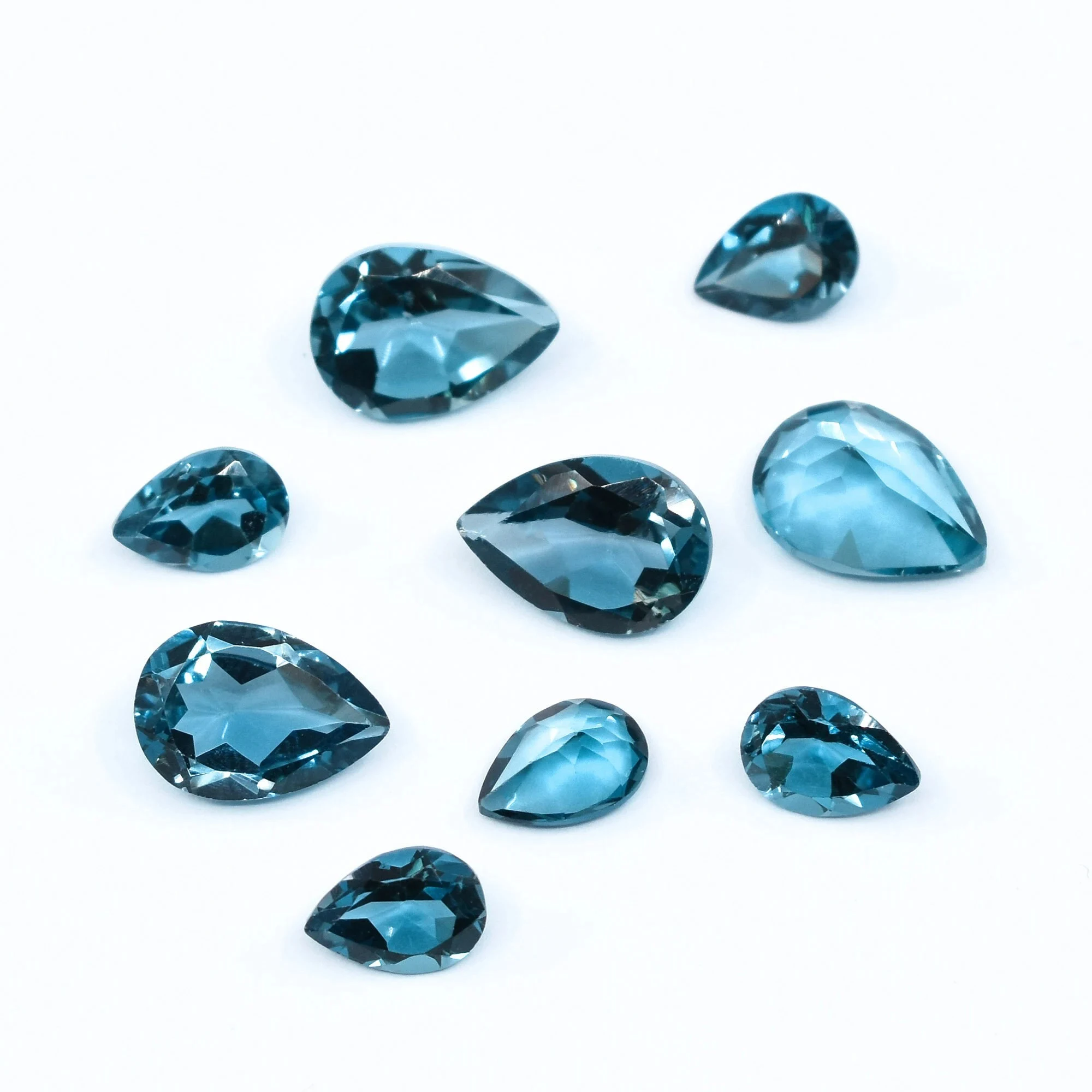 Natural Topaz London Blue Loose Gemstone Pear Shape Faceted AAA Quality VVS Various Sizes Wholesale Lot