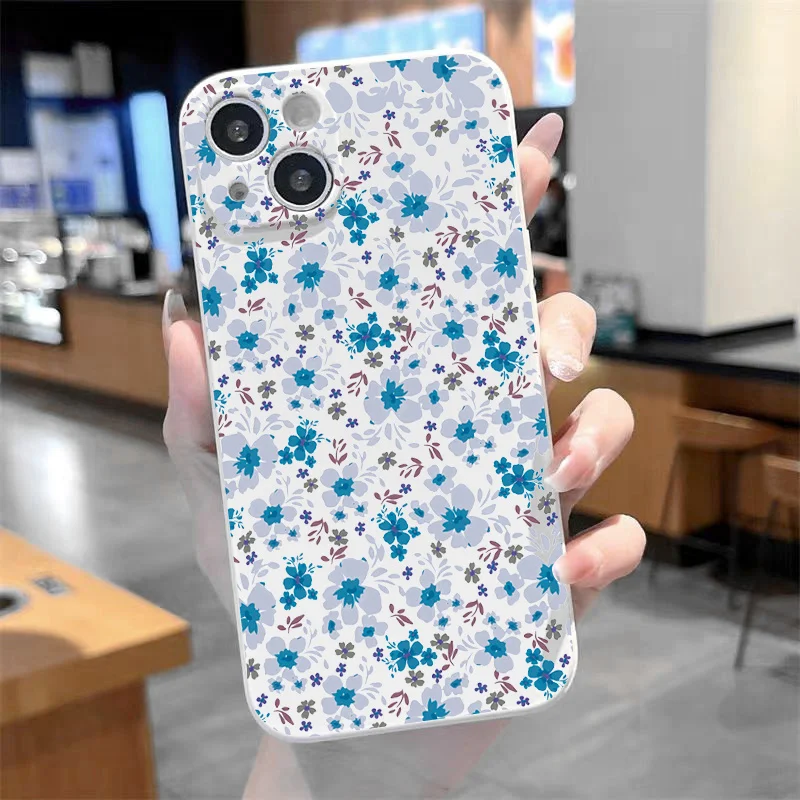 For Funda iphone 15 14 13 12 11 16 Pro 13Pro Max X XS Max XR SE 2020 2022 7 8 Plus Flower Pattern Anti-fall Phone Case Cover