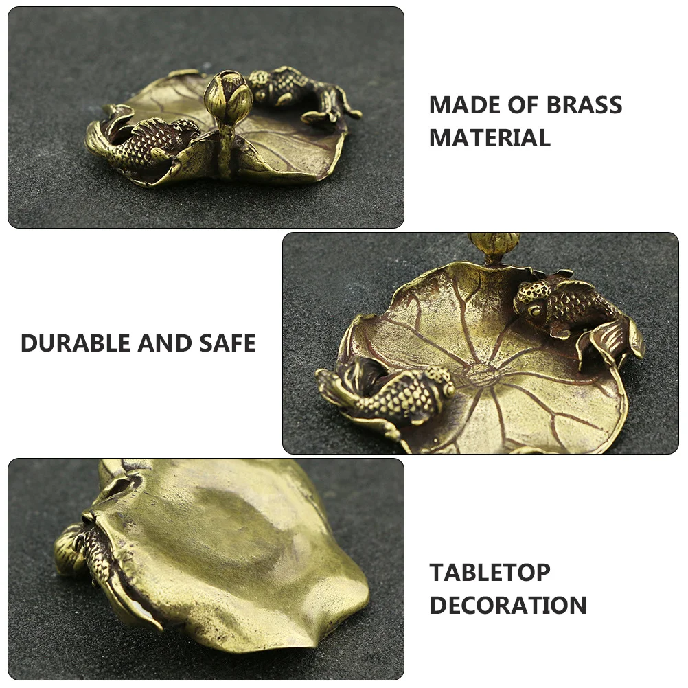 

1Pcs Brass Desk Ornaments Pen Holder Home Decoration Crafts Desktop Sculpture Lotus Leaf Fish Brass Ornament