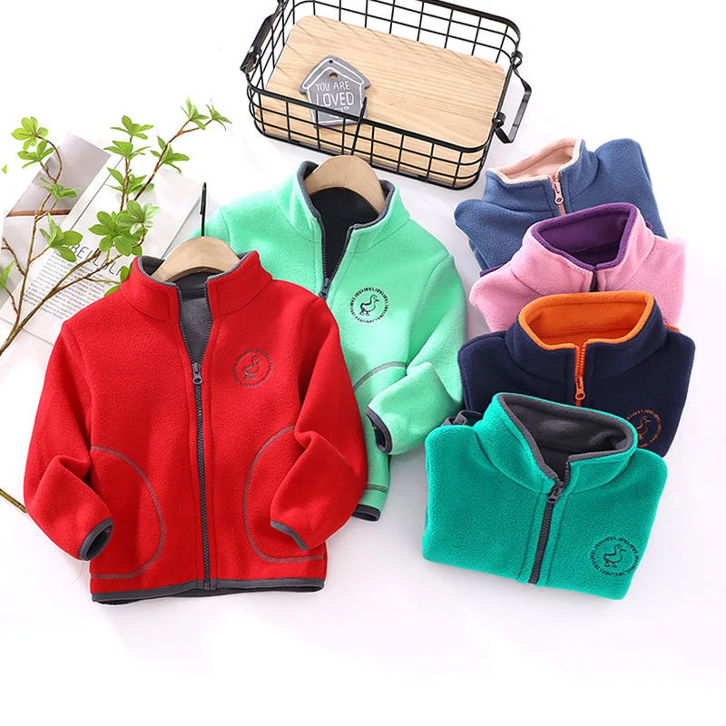 New Korean Kids Fleece Coat Autumn Winter Children Jacket Warm Kids Thicken Sweatshirt Clothing Zipper Spring Coat Girl