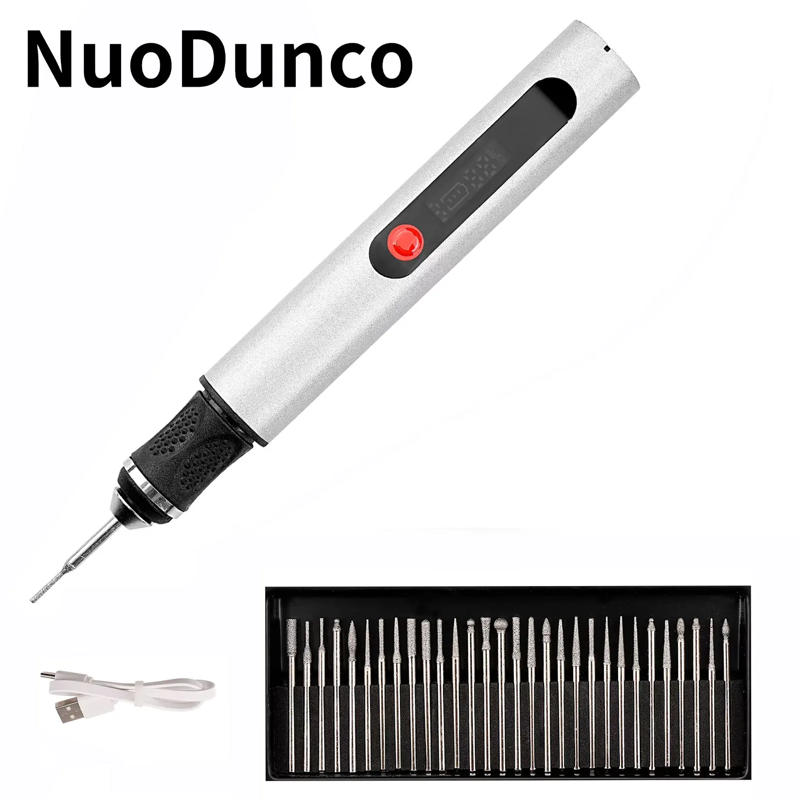 Electric Engraving Pen Set Mini Rotary Tool for Stone Wood Carving Artifacts Jewelry Grinding with 30Pcs Files (USB Interface)