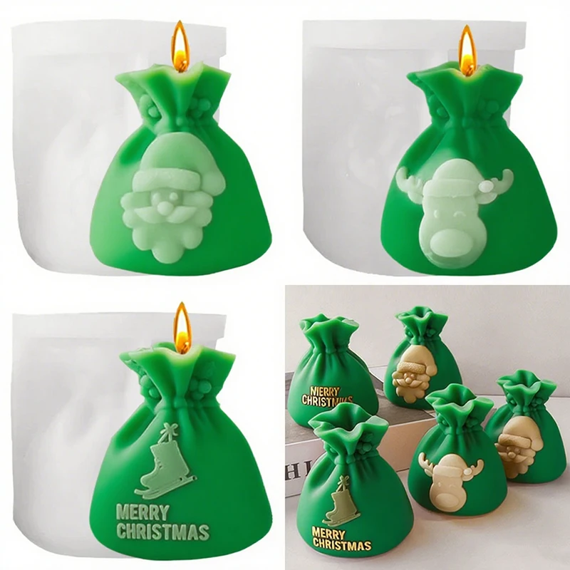 1 Stück, Weihnachtsgeschenk, Beutelform, Duftkerze, Silikonform, DIY-Dekoration, Ornament, Weihnachtsgeschenk, handgemachte Seife