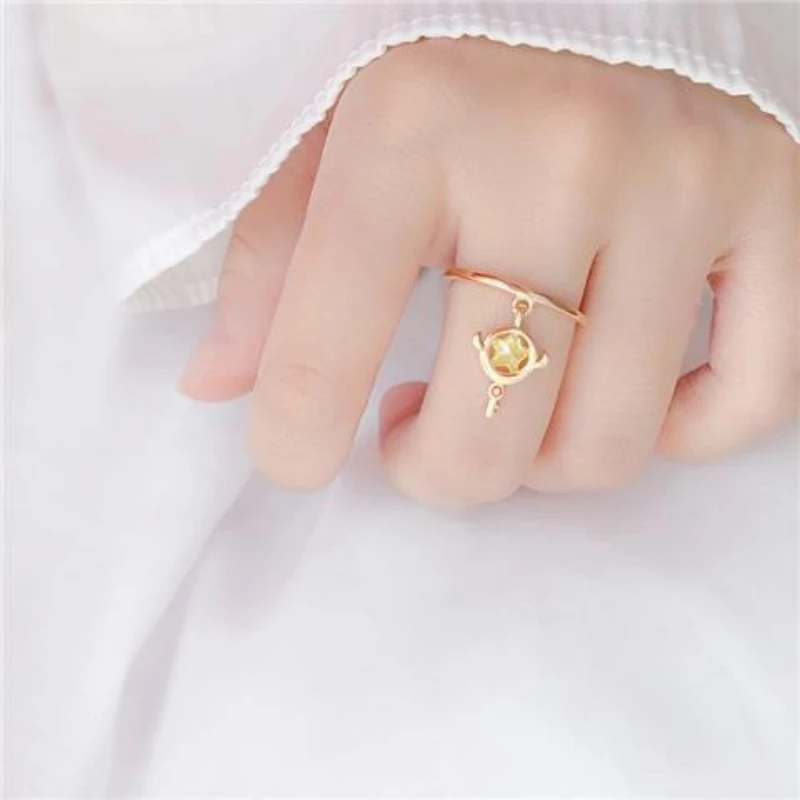 Anime Card Captor Sakura Cosplay Cherry Blossom Magic Stick Ring Pendant Ring Cute Props Accessories Halloween Gifts