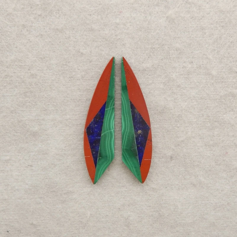 

Комплект ювелирных изделий из натурального камня, красная река, яшма, малахит, лазурит, обсидиан, интрасия, кабошон, бусины 33x8x3 мм для аксессуаров для вечеринок