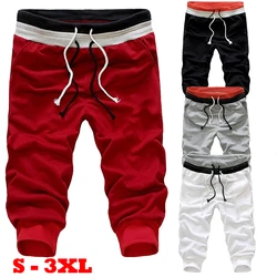 Moda verão moletom solto corte shorts jogging pants masculino casual fitness jogging sweatpants