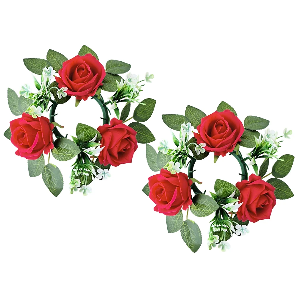 Decorative Rose Garland Candle Ring Wreath Delicate Faux Silk Flowers Easy Care And Maintenance Elevate Your Decor