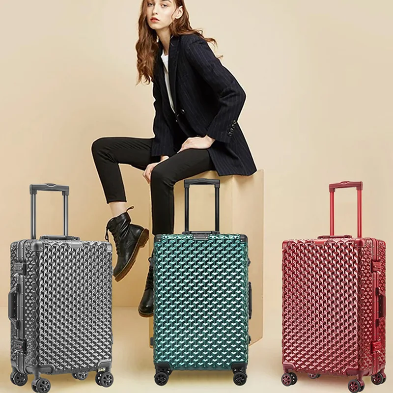 High quality aluminum frame trolley suitcase,trolley luggage case,carry on suitcase on wheels,Business Silver rolling luggage