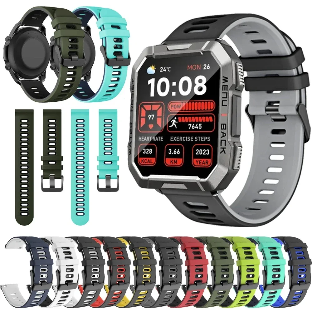 22mm Sport Bracelet Strap For Blackview W60 Smartwatch Colorful Silicone Watchband For Blackview W70 Pro W50 W50 Pro Wristband
