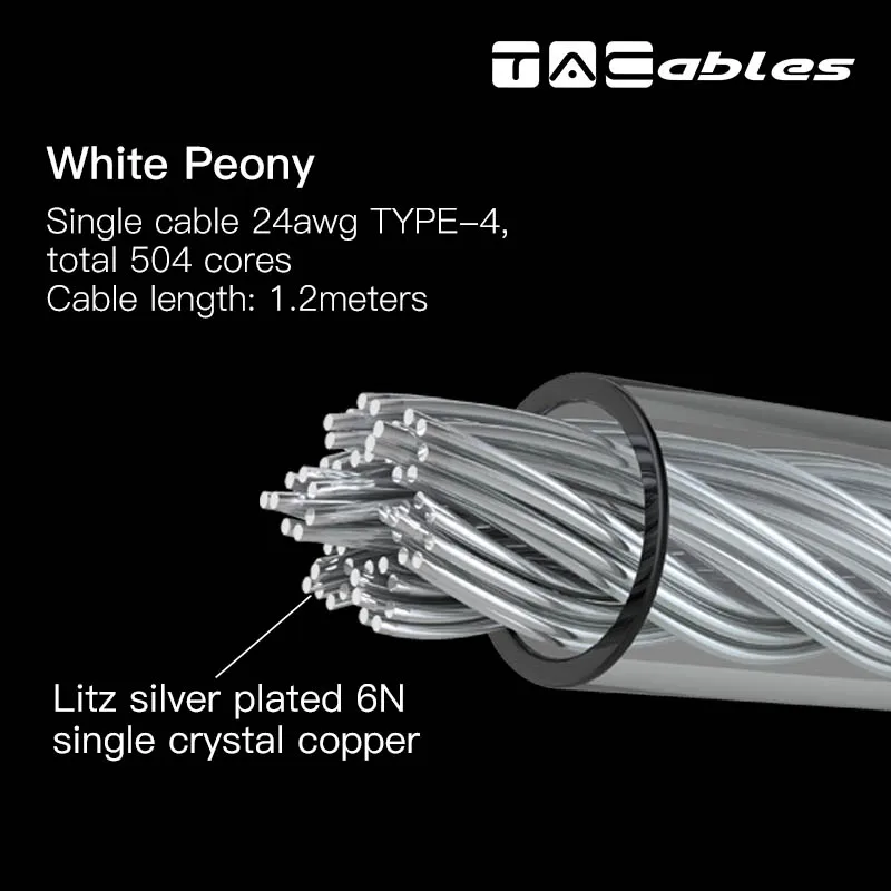 Tacable White Peony modular cable 3 to 1 litz silver plated OCC cable. 0.78 MMCX.multi function plugs 3.5 2.5 4.4
