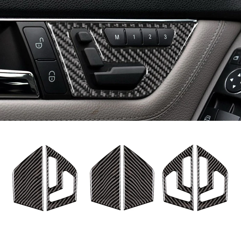 For Mercedes Benz C Class W204 2007 2008 2009 2010 2011 2012 2013 Car Carbon Fiber Side Seat Adjust Switch Button Cover Trim