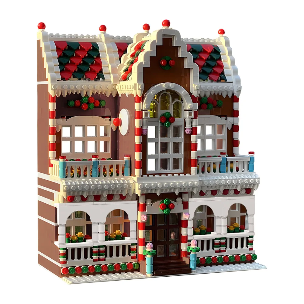 Gobricks MOC Winter Dorp Herenhuis Bakstenen Model Winter Dorpshuis Modulaire Architectuur Bouwstenen Montage Speelgoed Geschenken