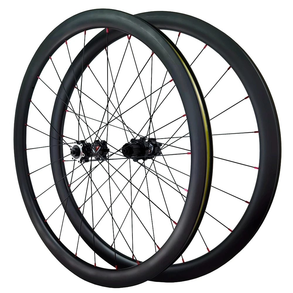 

Carbon Wheels Disc Brake 700c Road Bike Wheelset Carbon Rim 6-blot Bock QR thru axle12mm clincher carbon TubelessRim direct-pull