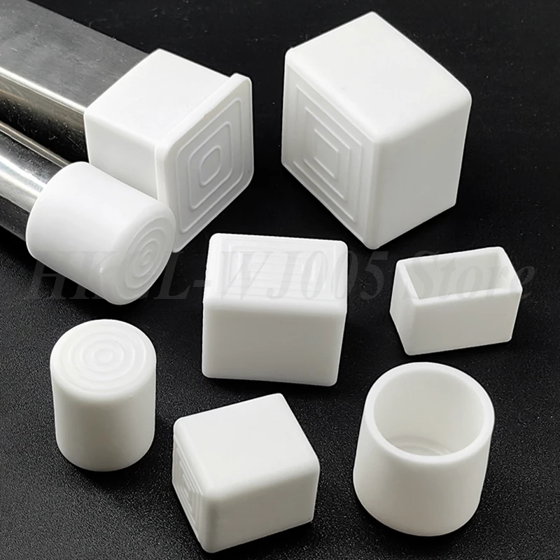 Square/Round White PVC Soft Rubber Pipe Sleeve Tube Cap Table Chair Foot Pad Protective Cover Wear-resistant Anti Slip 10-100mm image 6