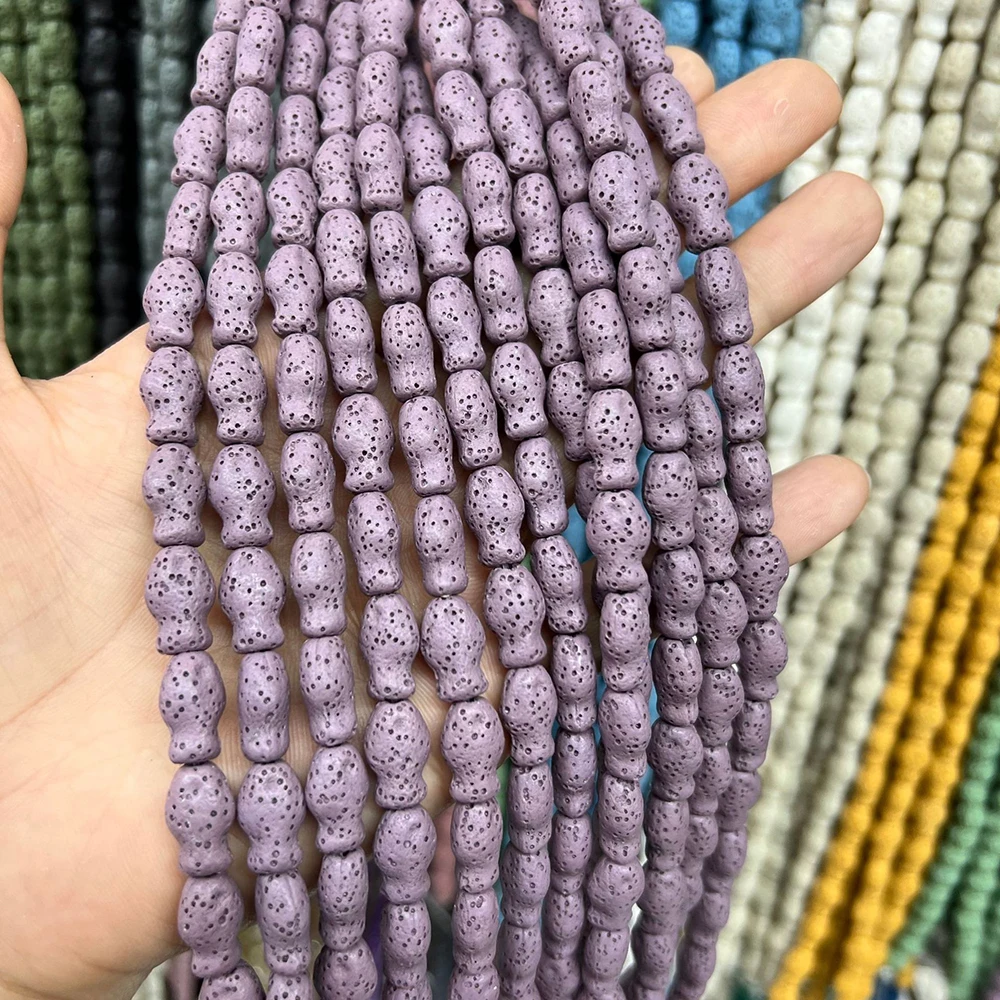 

Polished Carved Small Fish-Shaped Dyed Volcanic Rock Straight-Hole Bead 1Strand For DIY Cute Necklace Bracelet Jewelry Accessory