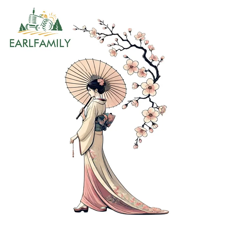 

EARLFAMILY Kimono Beauty Car Stickers Motorcycle Rear Windshield Suitcase Decal Occlusion Scratch Waterproof Car Door Protector
