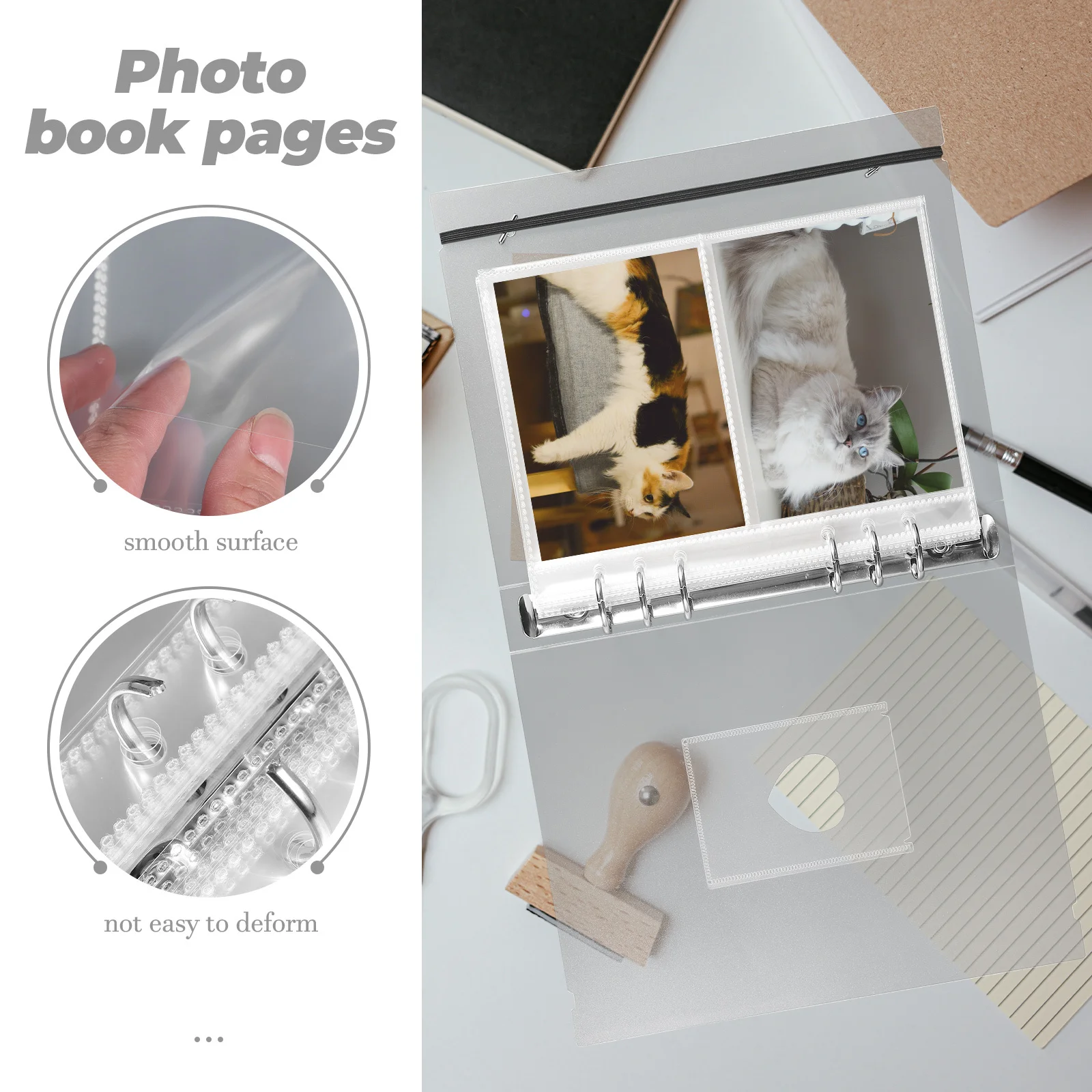 1Set Photo Album Page Loose-Leaf Protective Sleeves PP Material Transparent Waterproof Photo Card Holder