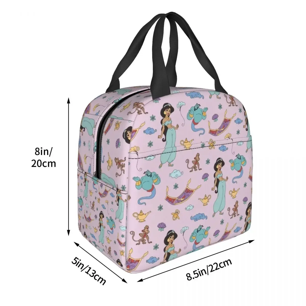 Aladdin Princess Insulated Lunch Bag Portable Reusable Thermal Bag Tote Lunch Box College Outdoor Girl Boy