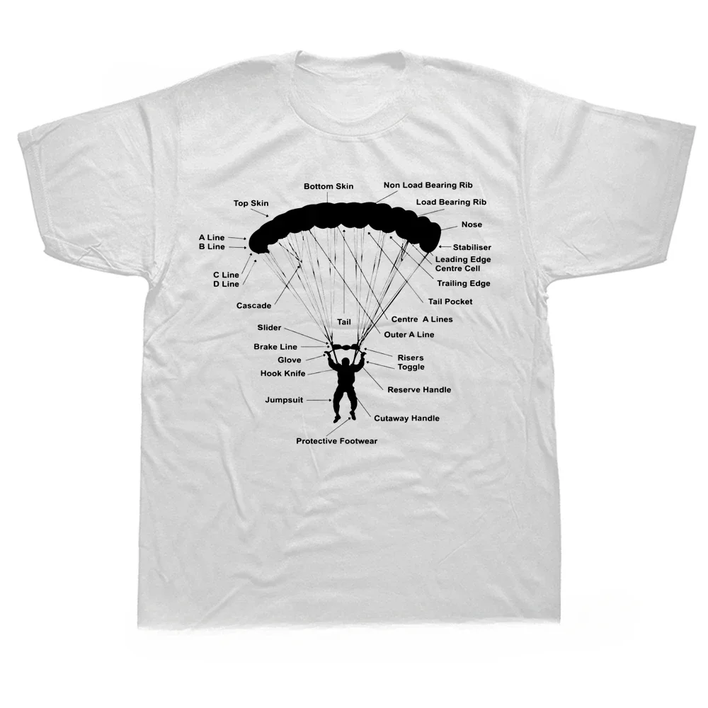 Graphic Cotton Streetwear Short Sleeve Birthday Gifts T-shirt Funny Paraglider Parachute Anatomy Paragliding Skydiving T Shirts