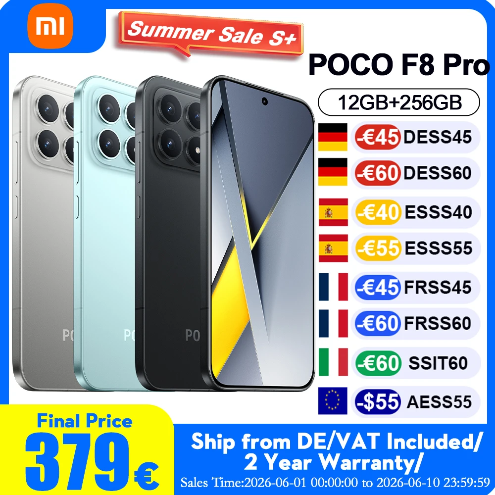 Version Globale POCO F8 Pro Batterie massive de 6 210 mAh (typique) Écran AMOLED POCO HyperRGB 6,59 pouces 120 Hz Triple appareil photo 50 MP avec OIS