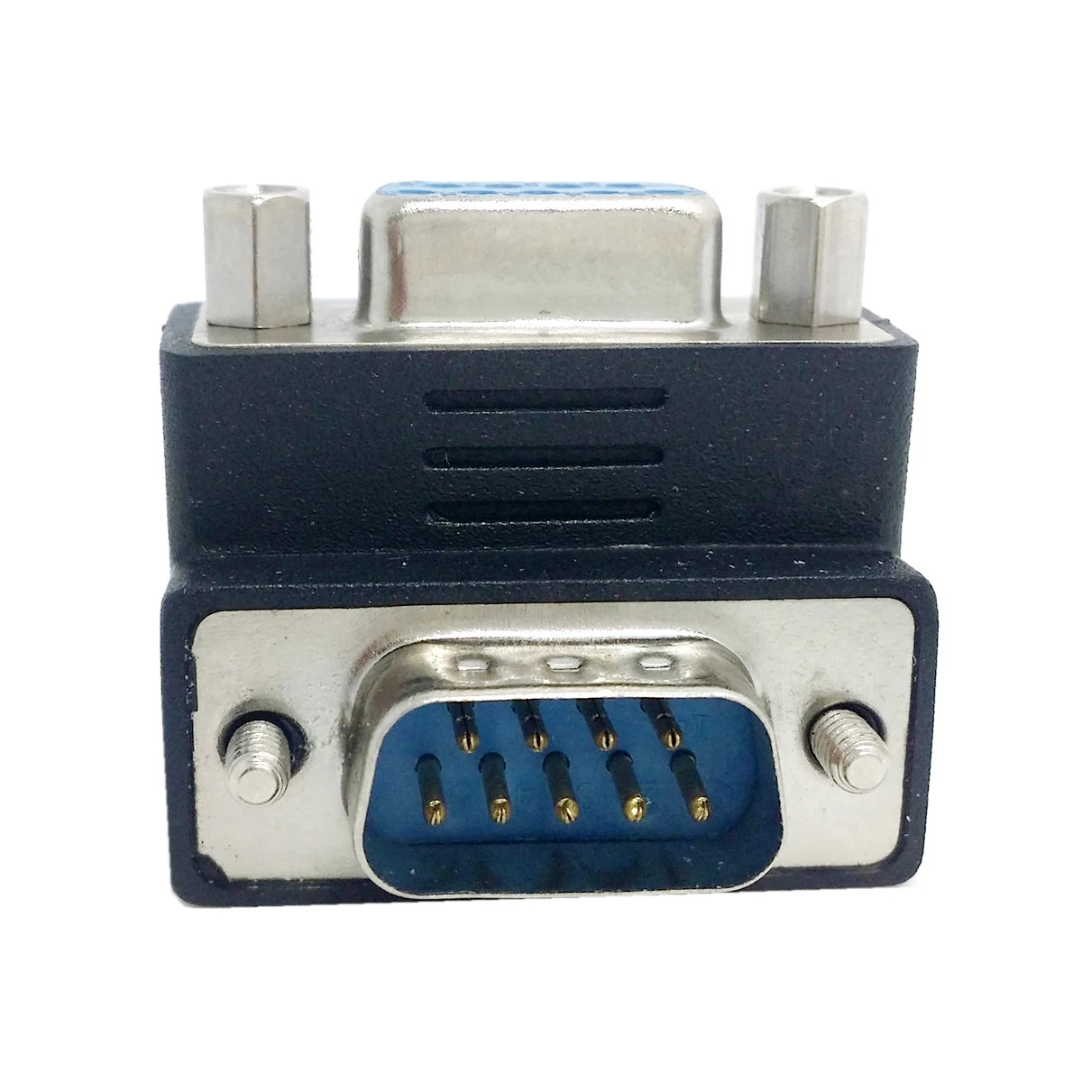 Cablecc 270 degree Down Right Angled RS232 D-Sub 9Pin Male screw type To Female Nut type extension Adapter