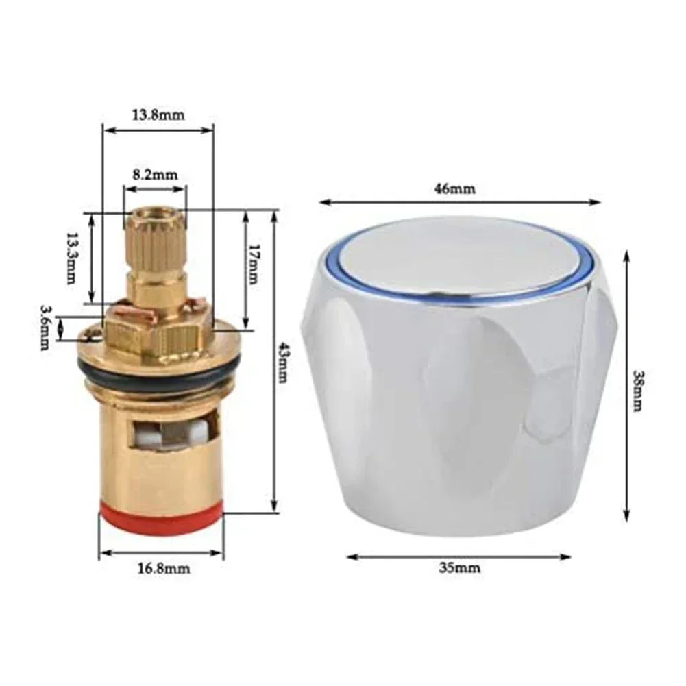2X комплект для переоборудования крана, сменные головки 1/2 дюйма, ручка, медные клапаны, резьба, раковина, шайба, смеситель для горячей и холодной воды NE