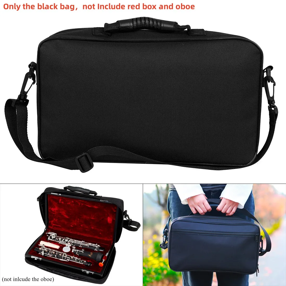 Oboe Storage Carrying Case Gig Bag Thick Padded Oxford Cloth Waterproof Hard Portable Shoulder Bag Not Include Red Box and Oboe