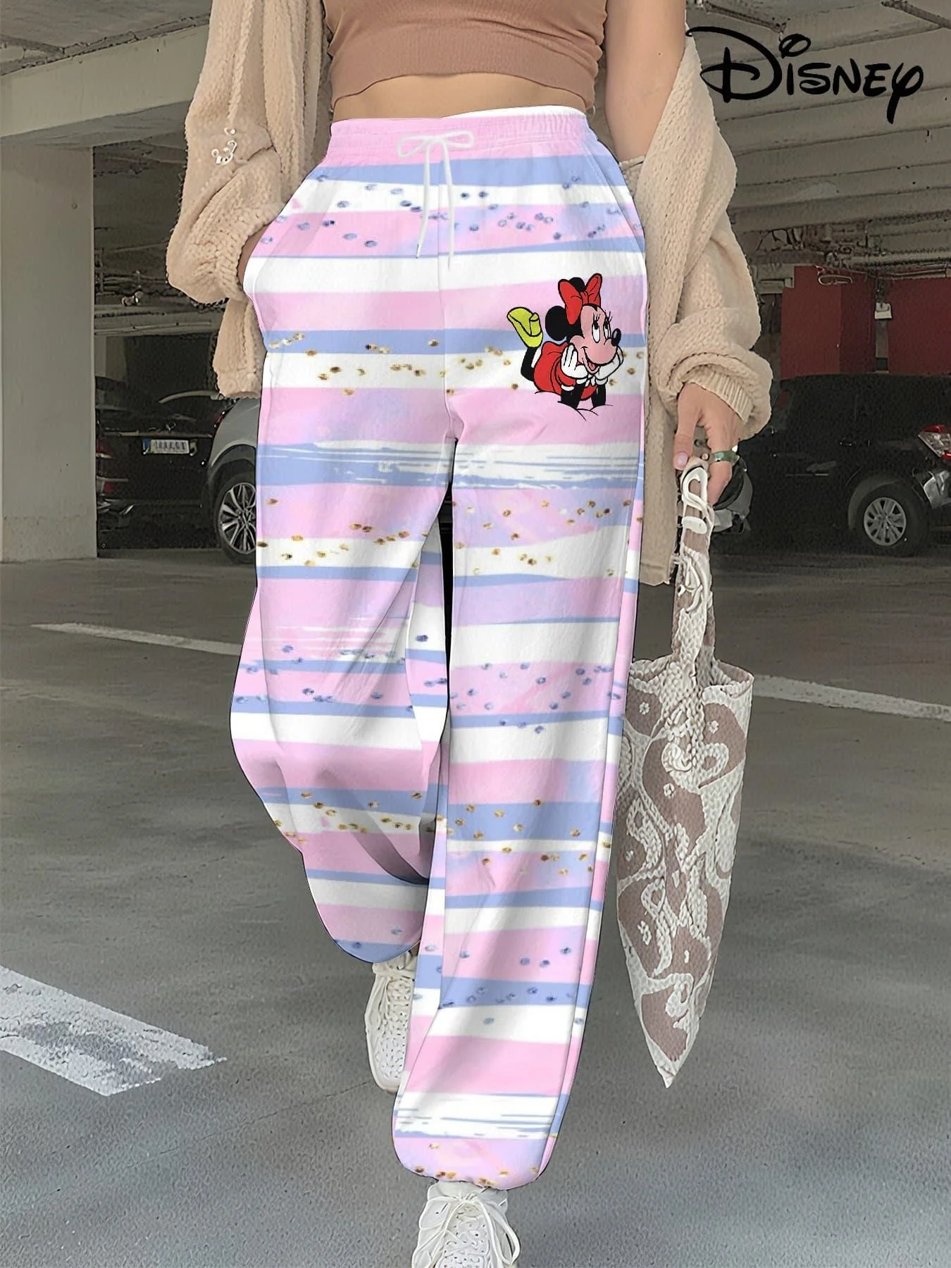 Disney Animated Cartoon Sweet Cool Trendy Women's Explosive Street Spring and Autumn Style Ankle Pants Oversized Women's Adult