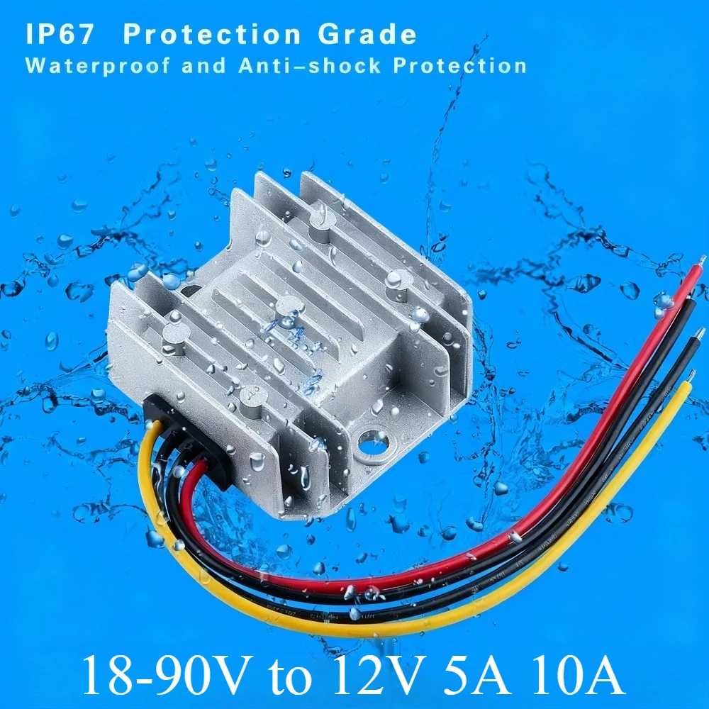 

Car Truck Power Supply 18-90V to 12V 5A 10A Voltage Transformer Regulator 24V 36V 48V 60V 72V to 12 Volt DC DC Buck Converter