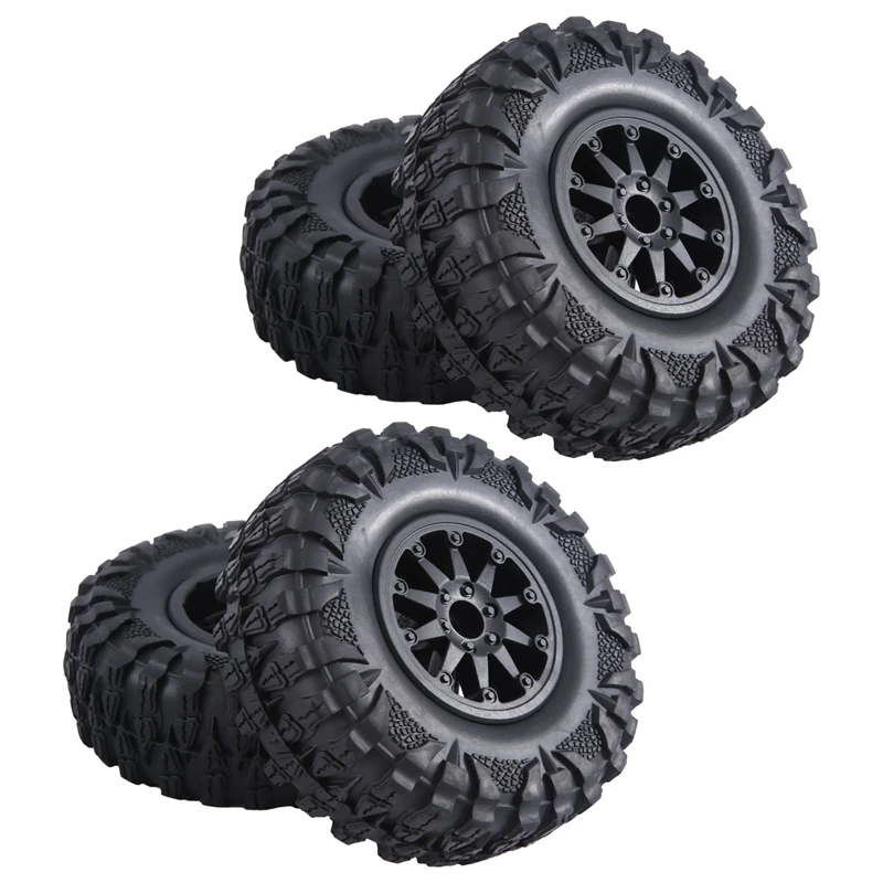 4PCS 2.2 Inch Nylon Plastic Beadlock Wheel 4.72In/120Mm Tire With 12Mm Combiner Hex For 1/10 RC Rock Crawler