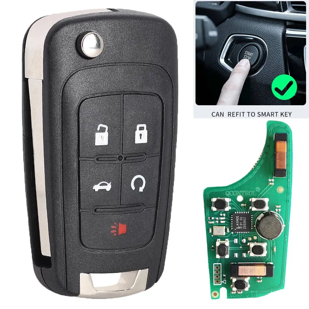 

KEYECU Replacement Keyless-GO Remote Key Fob 5Button 315MHz for Chevrolet 2010-2016 Camaro Cruze Equinox Malibu FCC: OHT01060512