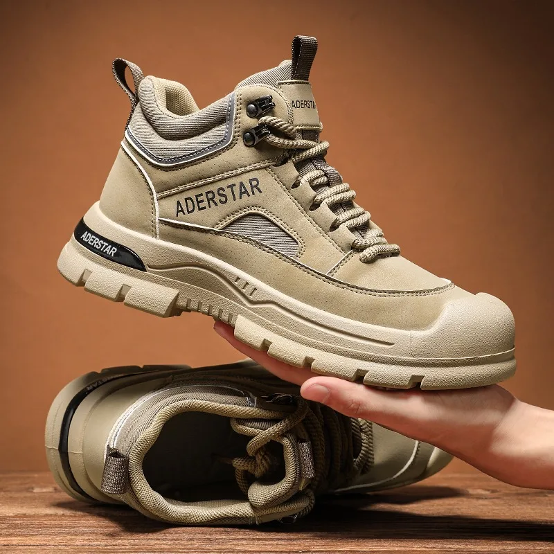 

Мужская кожаная повседневная обувь, весенняя дышащая удобная толстая спортивная обувь, студенческая модная обувь с высоким берцем для скейтборда, ботильоны