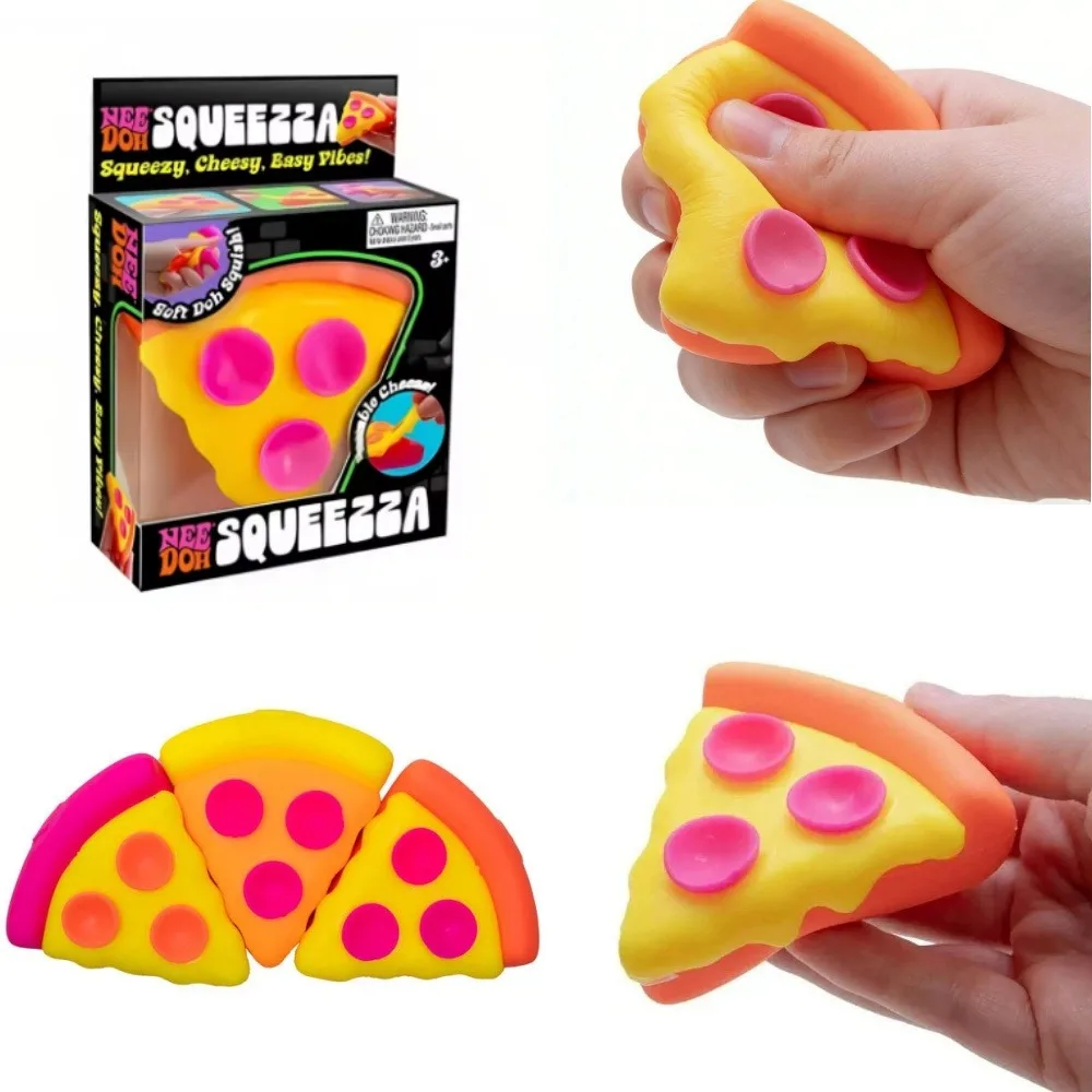 Schylling Needoh Pizza Sensory Stress Relief Cube, Fidget Cube for Anxiety Relief, Squeeze Toy for Focus, ADHD, Surprise Box,