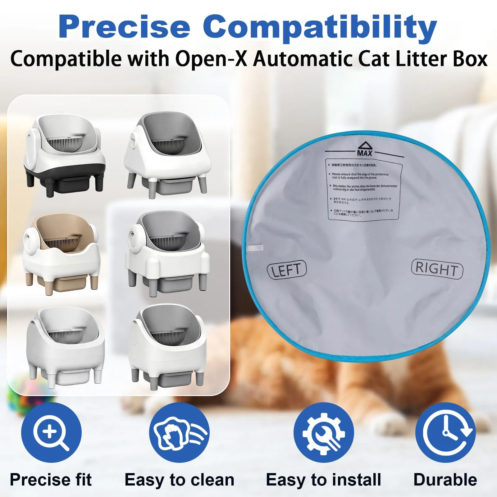 Replacement Cat Litter Mat,For Open-X Automatic Cat Litter Box,Anti-Stick Litter Pad,Self Cleaning Smart Cat Toilet Accessories