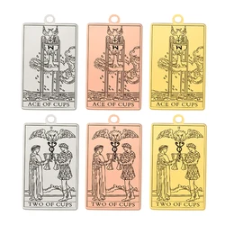Dawapara The Suit of Cups Minor Arcana Tarot Cards Pendant for Necklaces Earrings Stainless Steel Charms for Jewelry Making
