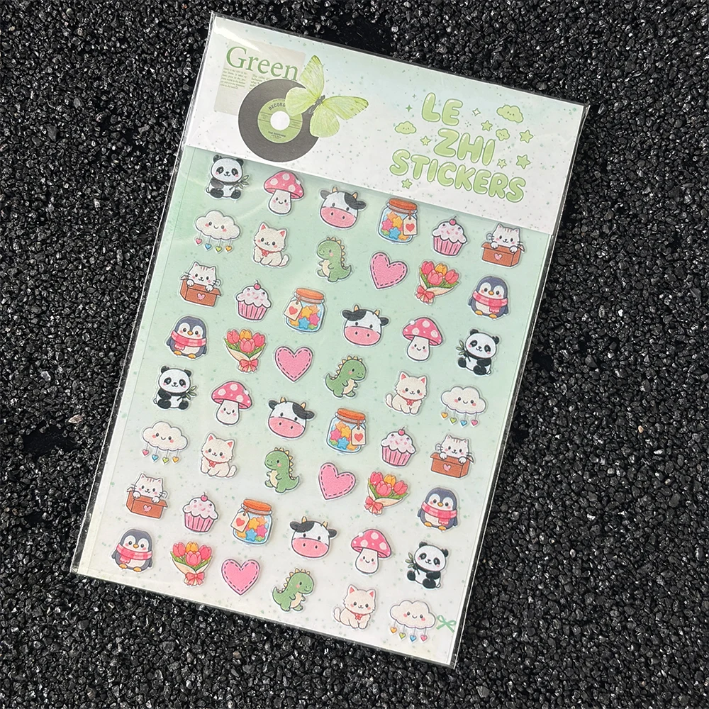 LEZHI Cute Cartoon Animal Stickers Kawaii Bear Rabbit Panda Decals for Journal Scrapbooking DIY Craft Decor Sweet Girl Gifts