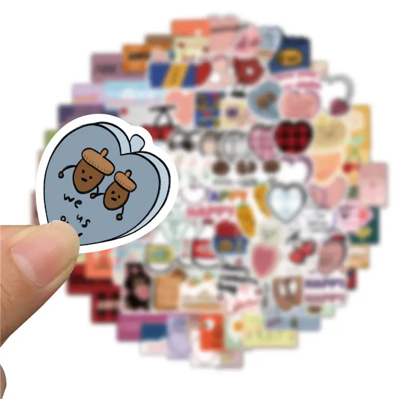 30/60/90PCS INS Style Cute Heart Cartoon Notebook Stickers Laptop Phone Guitar DIY Waterproof Sticker