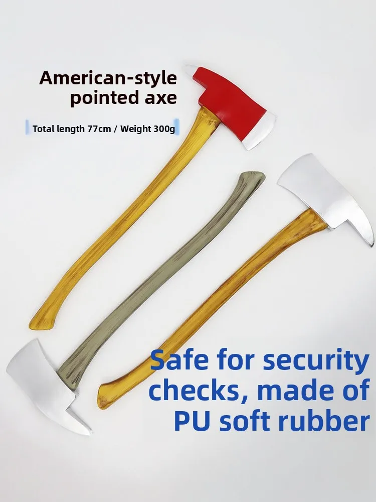Scary Halloween Prop American Pointed Axe Soft Rubber Firefighting Tool Model Large Children's Toy Axe Realistic Simulation