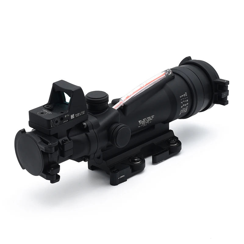 Tactical TA11 3.5X35 Real Red Fiber Optic Illuminated Glass Riflescope with Red Dot Sight