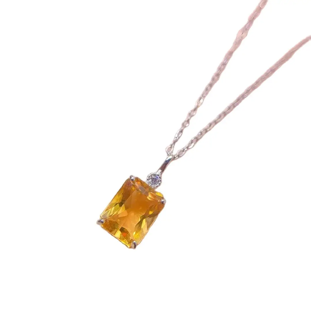 

SHILOVEM 925 sterling silver Natural Citrine pendant fine Jewelry women cute gift wholesale 8*10mm lz081055agjj