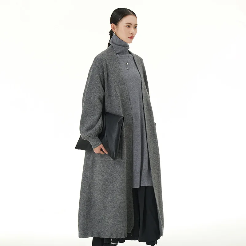 Elegant Long Open Front Cardigan 2025 Fall Winter Coat, Flattering Plus Size Women's Outerwear