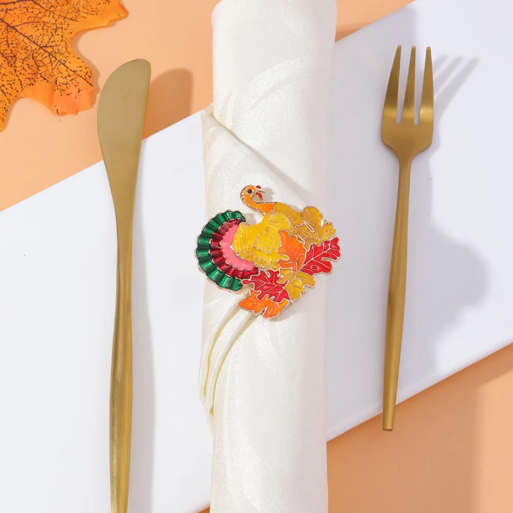 

4pcs Napkin Turkey Maple Leaf Alloy Party Supplies Festival Decor Home Decoration Tableware Gift Thanksgiving Napkin