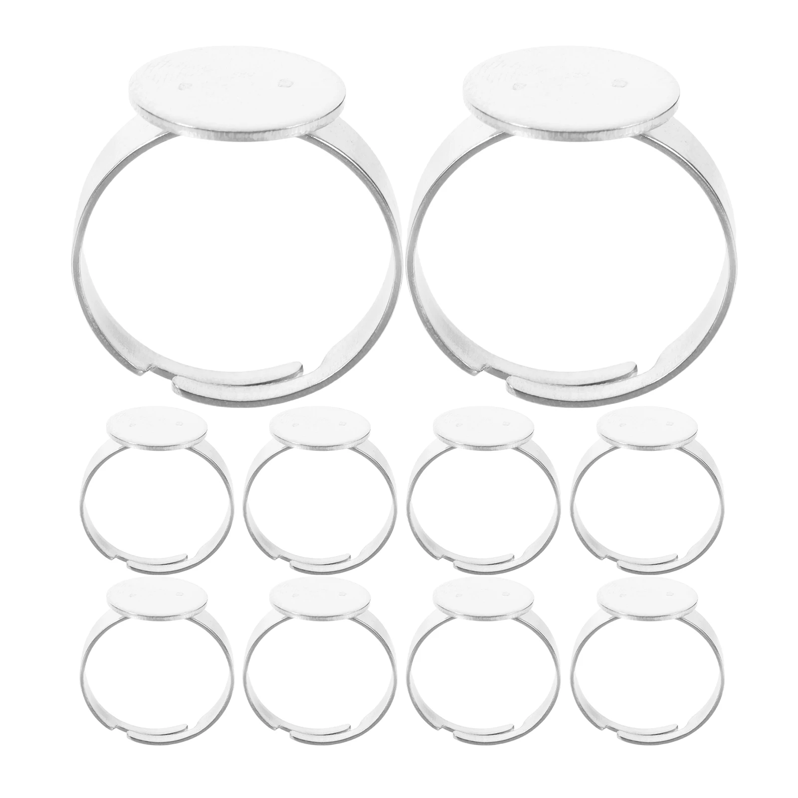 

20pcs Stainless Steel Ring Bases Adjustable Silver Bezel Settings Tray Jewelry Making Supplies Portable Compact