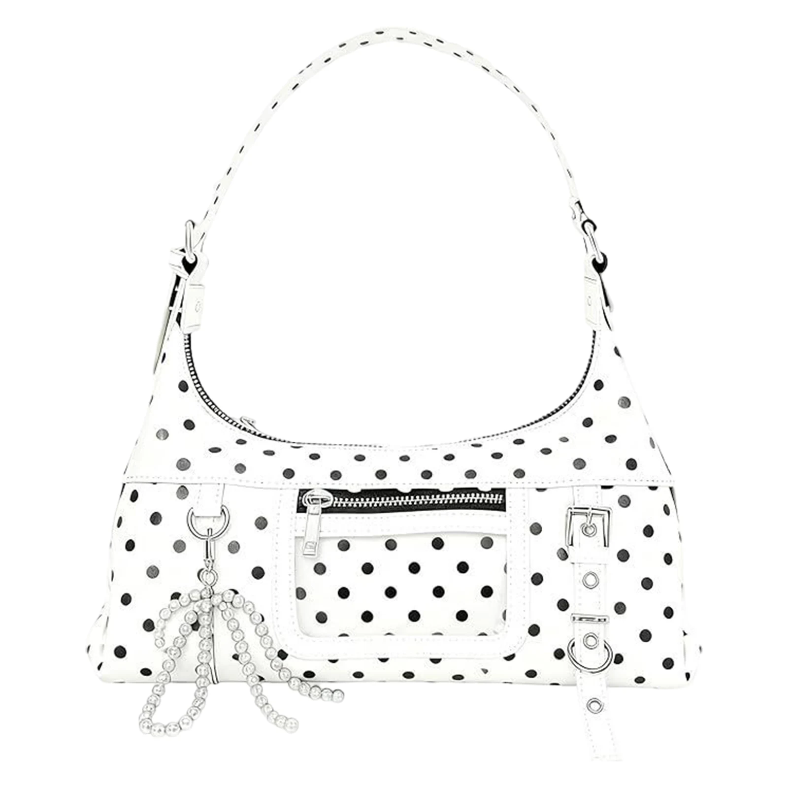 

PU Leather Tote Bag Polka Dot Underarm Bag Commuter Bag for Women Work Shopping Travel Daily