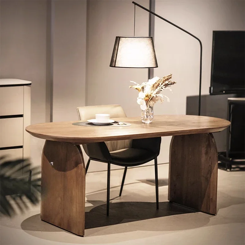 Nordic solid wood desk light luxury high sense simple home desk log conference table designer workbench