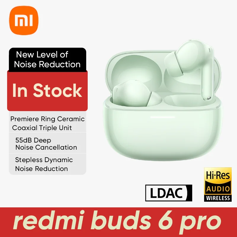 Xiaomi Redmi Buds 6 Pro TWS Earphones 3MIC AI 55dB/4KHz  Active Noise Cancellation Bluetooth 5.3 Mi Earbuds Headset